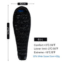 AEGISMAX 95% weiße Gänsedaunen-Mumien-Camping-Schlafsack Kalter Winter Ultraleichtes Schallwand-Design Camping Spleißen FP800 G1-G5