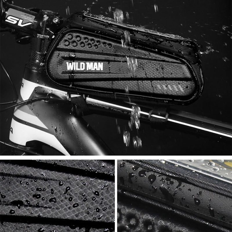 WILD MAN Waterproo Bicycle Phone Bag Top Tube Frame Bag Cycling Front Beam Bag Phone Holder For 6.5 inch Touch Screen Bike Bag