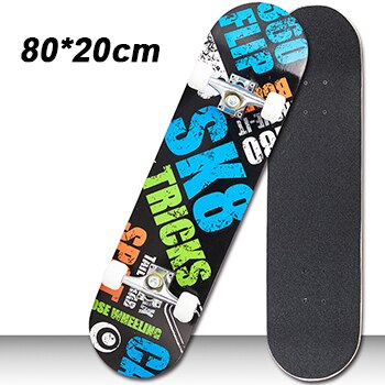 Jusenda Skateboard Double Rocker 80cm Boys Girls Mini Longboard Complete Teenagers Skate Board Maple Deck With Bearings Wheels