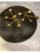 Messing mit 18 Karat Gold Kristall Geo Balance Statement Ohrringe Frauen Schmuck Punk Party Sweety Kleid Runway Boho Korean Japan