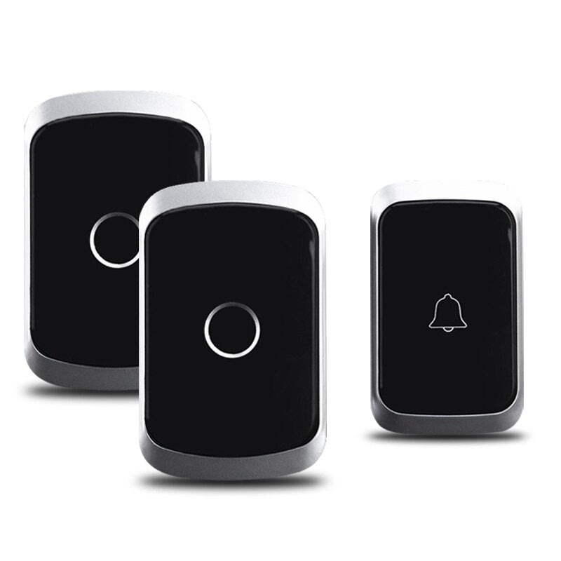 CACAZI Wireless Waterproof Doorbell 300M Remote US EU UK Plug LED Flash Home Cordless Door Bell Chime 1 2 Button 1 2 Receiver