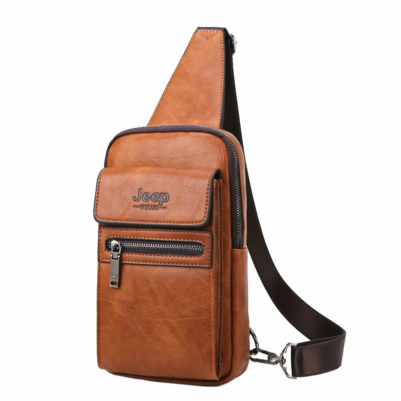 JEEP BULUO Brand Fashion Sling Bags High Quality Men Bags Split Leather Large Size Shoulder Crossbody Bag For Young Man