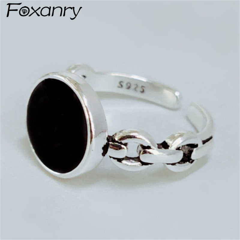 Foxanry minimalista 925 sello anillos de boda creativos para mujeres parejas joyería de compromiso nuevos accesorios de moda regalo