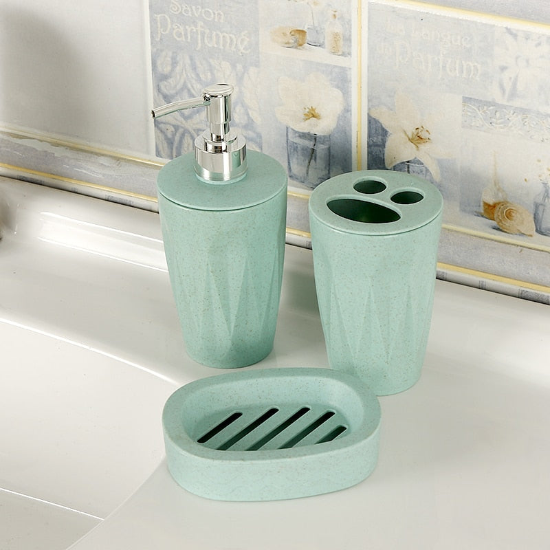 3 unids/set de accesorios de baño, dispensador de jabón de paja de trigo, soporte para cepillo de dientes, traje de baño