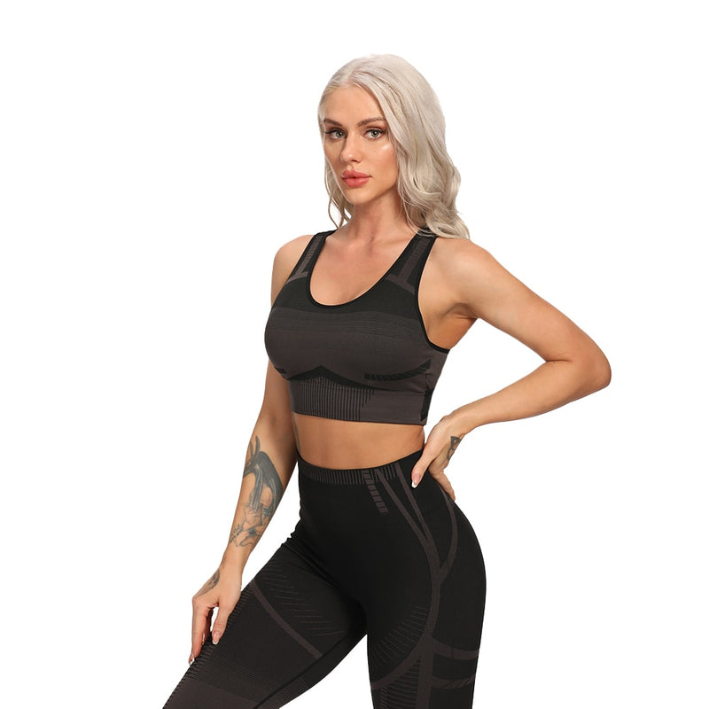 2-teiliges Sport-Set, Workout-Yoga-Set, Damenanzug für Fitness, nahtlose Leggings, Vital Sportswear, Fitnessstudio, Kleidung, 2020, Trainingsanzüge