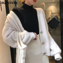 BGTEEVER, cárdigans de punto holgados elegantes para mujer, suéter de Mohair con manga acampanada, jerséis, chaqueta cárdigan para mujer de Otoño Invierno 2020