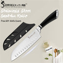 Cuchillo de cocina SOWOLL, herramientas hechas a mano, cuchillo de acero inoxidable, cuchillo de cocina japonés de 7 pulgadas, cuchillo de Sushi de salmón Santoku, regalo