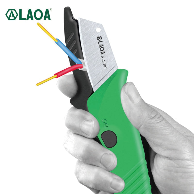 LAOA, cuchillo pelado de cables para electricista, cortador de alambre inoxidable, cuchillo de uso general, mango de goma, herramientas manuales