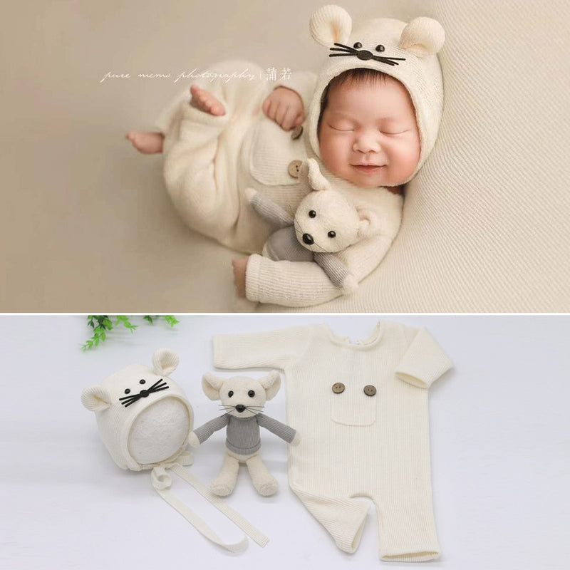 Atrezos para fotografía de bebés recién nacidos, muñeco de ratón, pelele para bebé, niño y niña, monos, traje de fotografía, accesorios de fotografía para estudio de bebés, ropa