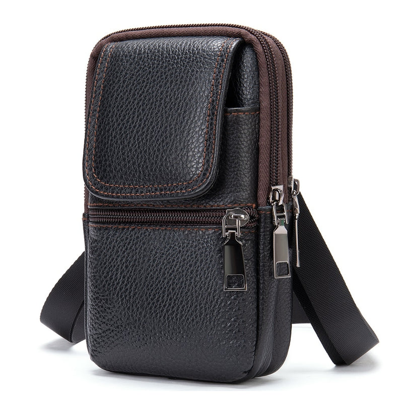 Bolso pequeño WESTAL para hombre, bolso con solapa de cuero genuino para teléfono, bolsos de hombro para hombre, bolsos cruzados de cuero para hombre sobre el hombro