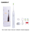 CANDOR CD-5168 Elektrische Schallzahnbürste Wiederaufladbare Zahnbürste IPX8 Wasserdichtes 15-Modus-USB-Ladegerät Ersatzköpfe Set