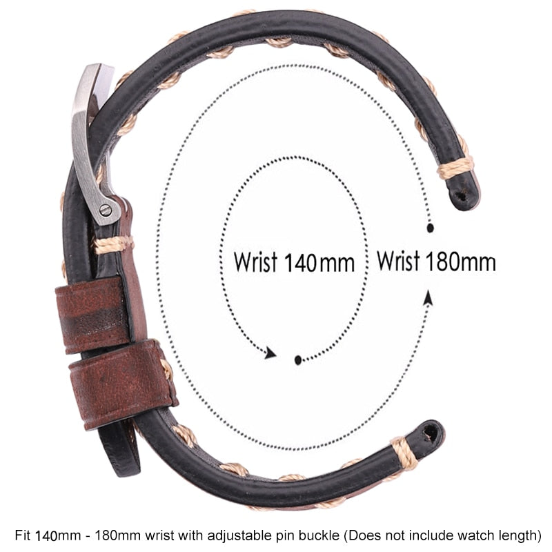 Handgefertigte Uhrenarmbänder mit Retro-Edelstahlschnalle 22 mm 24 mm Männer Frauen Echtes Leder Uhrenarmband Riemen Gürtel Uhrenzubehör