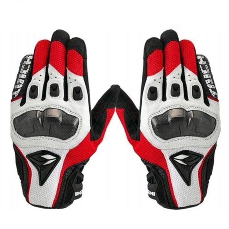 Guantes de moto de cuero con envío gratis, guantes de moto de pantalla táctil seguros y cómodos para hombres, guantes de Moto para montar en carretera al aire libre