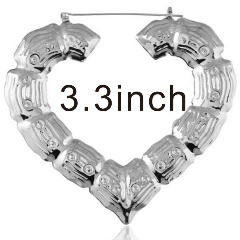 Customizable Customize name heart Bamboo Hoop Earrings For Women Jewelry  Statement custom plate Earrings Accessories Hot Sale