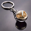 LLavero de animales, gato, perro, oso, pavo real, conejo, ardilla, Fénix, llavero con colgante de bola de cristal de doble cara