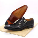 Tamaño 47 Tamaño 13 Zapatos de vestir para hombre Cuero genuino Doble hebilla Monk Correa Hombres Zapatos Estampado de serpiente Cap Toe Zapatos italianos clásicos