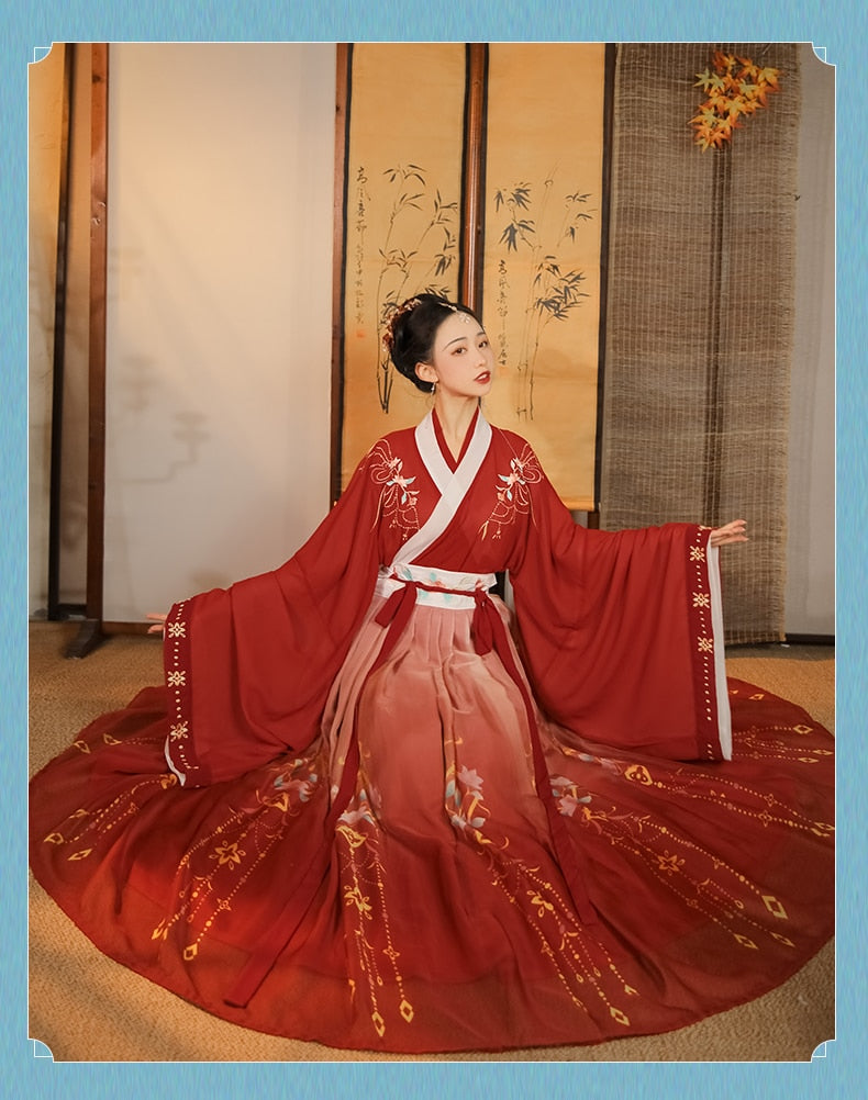 Chinese Traditional Hanfu Costume Woman Ancient Han Dynasty Dress Oriental Princess Dress Lady Elegance Tang Dynasty Dance Wear