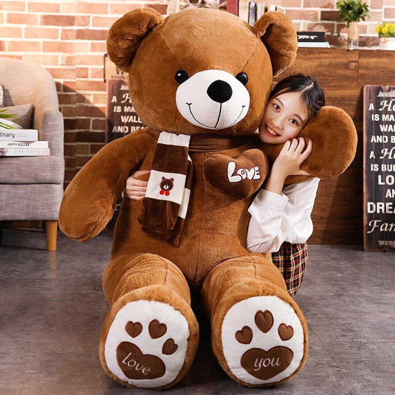 Huggable alta calidad 4 colores oso de peluche con bufanda animales de peluche oso juguetes de peluche muñeca almohada niños amantes cumpleaños bebé regalo
