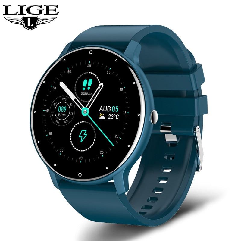 LIGE 2021 Neue Frauen Smart Watch Männer Voller Touchscreen Sport Fitness Uhr Wasserdicht Bluetooth Für Android ios Smartwatch Männer