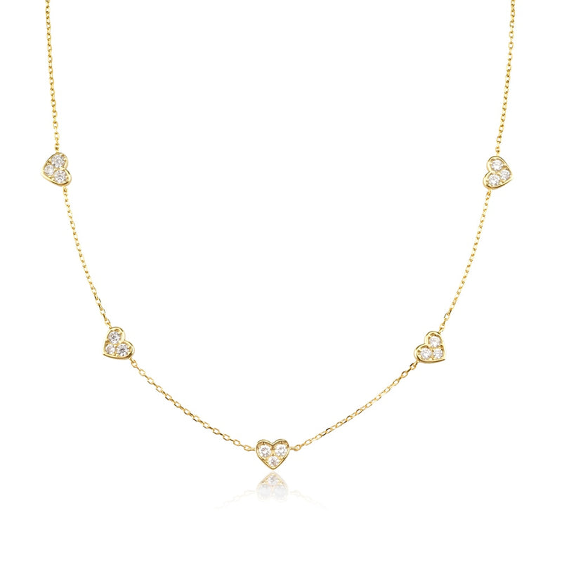 ANDYWEN 925 Sterling Silver Gold Love Heart Clear Rose Red Charm Long Chain Choker Necklace Pendant Women Wedding Luxury Jewelry