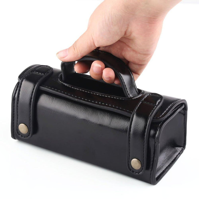 Herren-PU-Leder-Reise-Kulturbeutel, Rasierwasser-Etui, Organizer-Tasche, Schwarz/Dunkelbraun, zum Schutz des Rasierers, Rasierbehälter, Geschenk