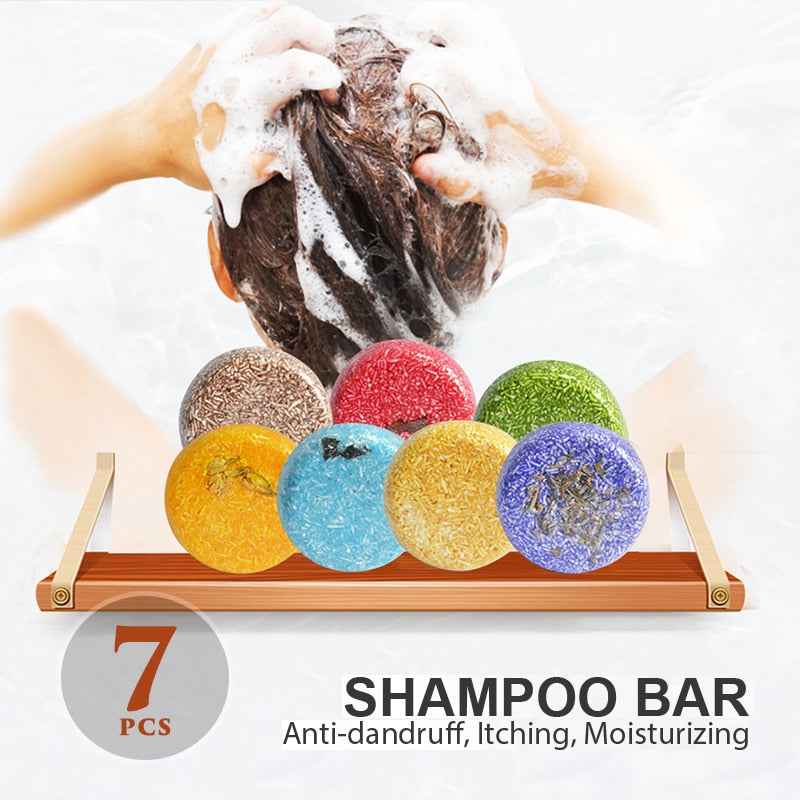 7PCS Pure Hair Shampoo Bar Cleaning Anti Dandruff  Loss Hair Growth Soap Bar Gentle & No Irritation for Soft Hair Care 11.11