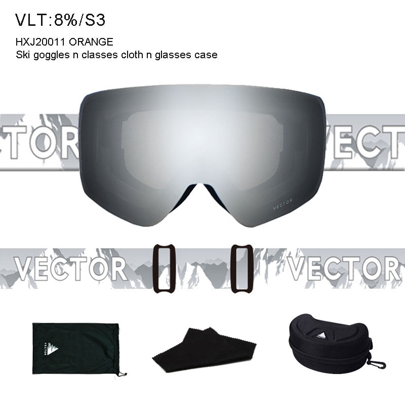 OTG Ski Goggles Snowboard Mask For Men Women Skiing Eyewear UV400 Snow Protection Over Glasses Adult Double Anti-Fog Cylindrical