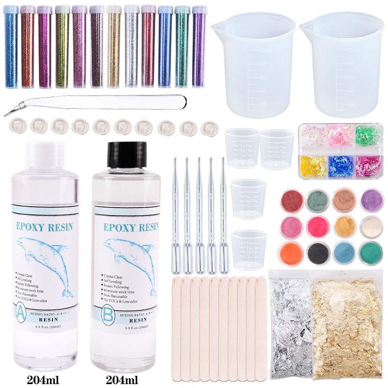 Transparent Epoxy Resin Casting Molds Kit Silicone Mold With Epoxy Glue For Earring Keychain Jewelry Making DIY Moule Silicone