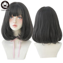7JHH WIGS Natürliche, bequeme, synthetische Perücke für Frauen, schwarze Schulter, glattes Haar, 35,6 cm, modische Frisur-Perücke