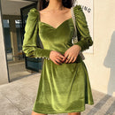 Fitshinling Vintage Gothic Samtkleid Damen Dunkel A Line Knöpfe Winter Grunge Schlank Vestidos Langarm Schwarz Punk Kleider Neu