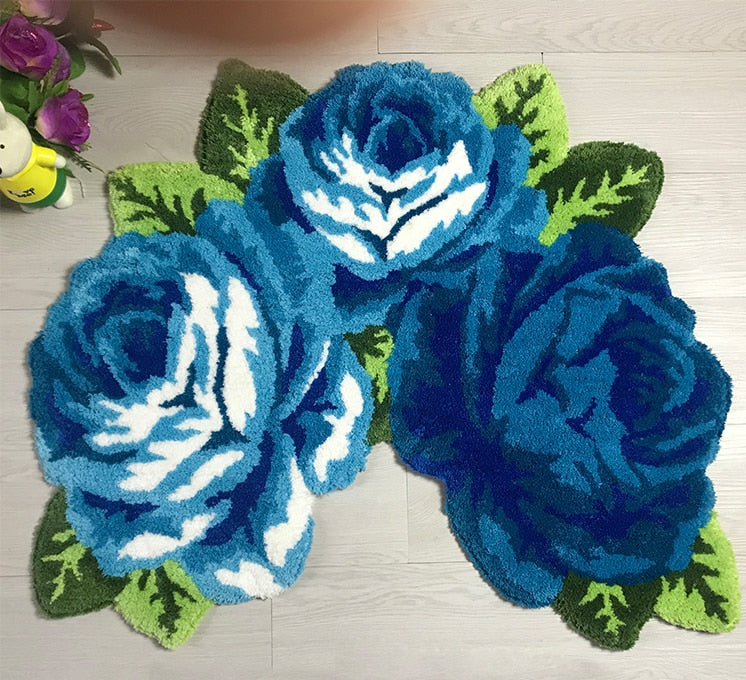 New arrival hot sale beautiful and soft rose rug for bathroom rose rug for stool rug  for stool