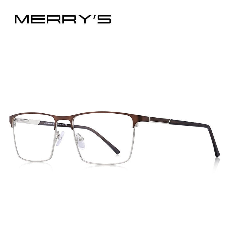 Diseño MERRYS, montura de gafas de aleación de titanio para hombre, estilo de negocios, gafas graduadas para miopía cuadradas ultraligeras para hombre S2057