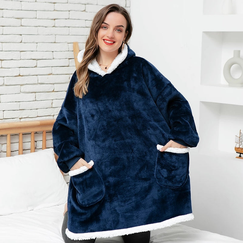 Lange Flanelldecke mit Ärmeln Winter Oversized Hoodies Sweatshirt Damen Herren Pullover Sweat Giant Blanket Hoodie Sudaderas