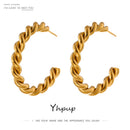 Yhpup Charm Metall Twist Ungewöhnliche Ohrringe Neu Edelstahl 18 K Textur Gold Farbe Ohrstecker Temperament Schmuck für Frauen Geschenk