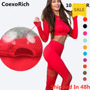 Conjunto de Yoga para mujer, ropa de gimnasio, traje deportivo, Top corto de manga larga calado sin costuras, mallas de entrenamiento de cintura alta, ropa deportiva