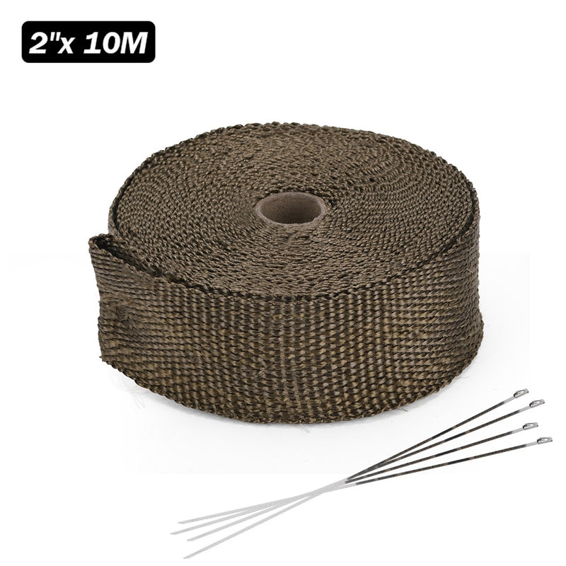 5M/10M/15M Motorcycle Exhaust Thermal Tape Header Heat Wrap Manifold Insulation Roll Resistant with Stainless Ties