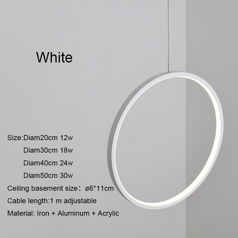 Minimalist  Modern LED Chandelier Lights round ring Circle Pendant Lamp Home For Living Room Lighting Indoor Fixture