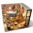 Cutebee DIY Dollhouse Kit Apartment Loft Miniatur-Puppenhäuser aus Holz mit Möbel-LED-Leuchten für Kindergeburtstagsgeschenk