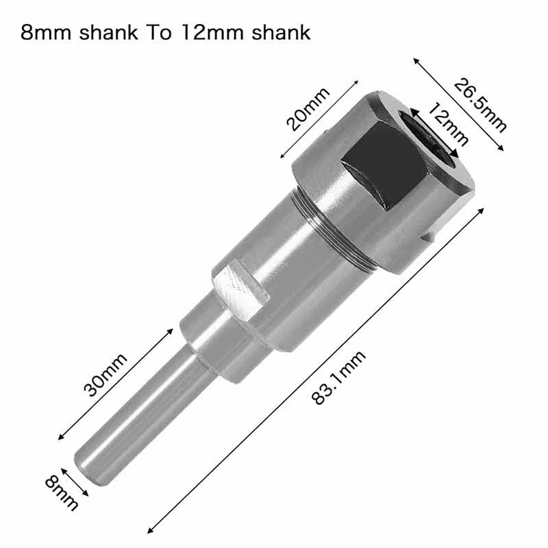 1/4 "8mm 12mm 1/2" Shank Router Bit Extension Rod Converter Collet Engraving Machine Accessories For Wood Milling Cutter