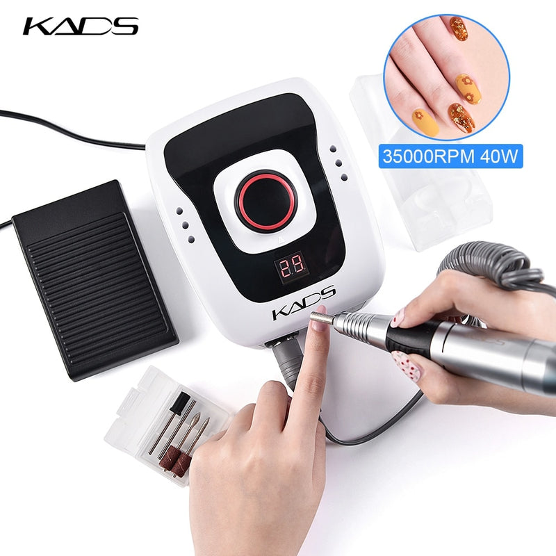 KADS 40w 35000rpm Apparatus for Manicure Electric Nail Drill Machine Manicure Machine with Milling Cutter Nail File Art Tool Set