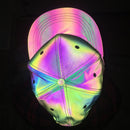 Bunte reflektierende leichte Baseballmütze verstellbare Hip-Hop-Hüte Snapback Damen / Herren Rainbow Night Reflective Club Hat Streetwear