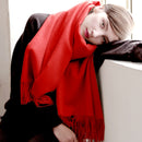 100% Wolle Schal Frauen Verdickung Kaschmir Winter Narben Tücher Mode Weibliche Pashmina Schals Übergroß Warmhalten Warps 300g