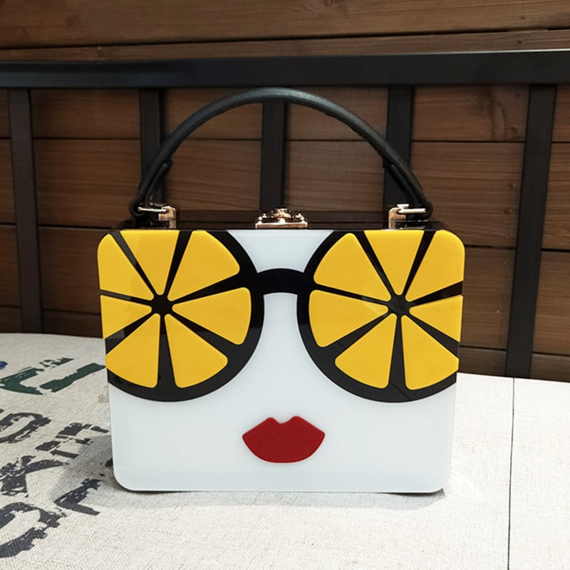 Dazzling Sunglasses Women Purses and Handbag Designer Cartoon Acrylic Style Shoulder Bag Female Crossbody Bag Party Clutch Totes