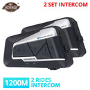 HEROBIKER 2 Sets 1200M BT Motorradhelm Intercom Wasserdichtes drahtloses Bluetooth Moto Headset Interphone FM Radio für 2 Fahrten