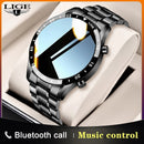 LIGE 2021 New Smart Watch Men Full Touch Screen Sports Fitness Watch Waterproof Bluetooth Call For Android iOS Smartwatch Mens