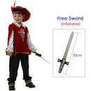 Disfraz de mosquetero de caballero Medieval rojo para niños, disfraz de Guerrero romano griego para niños, Carnaval de Halloween, Mardi Gras, vestido elegante