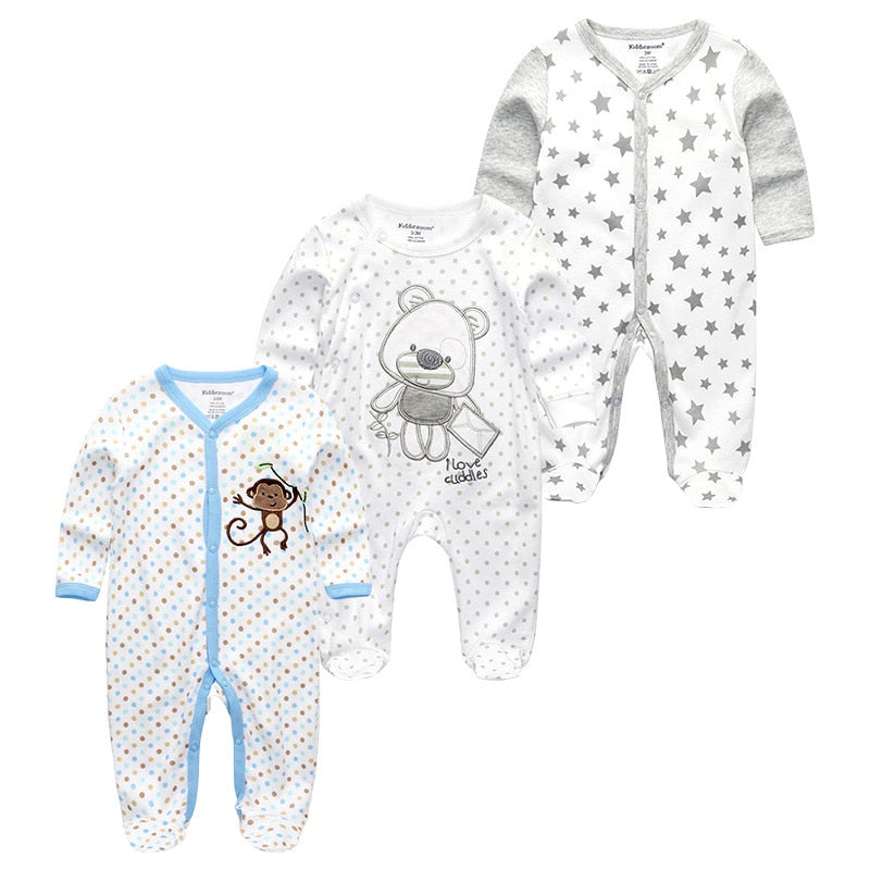 2020 Newborn Cotton 3PCS Baby Boy Clothes Romper Autumn 0-12M Baby Girl Clothes Full Sleeve Girls Baby Clothing Roupas de bebe