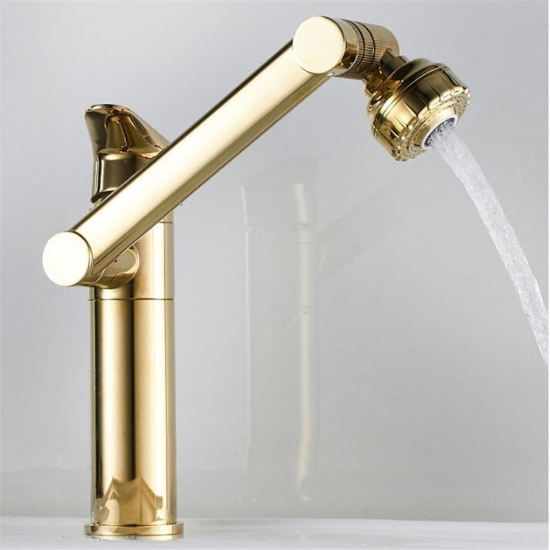 Grifo de baño multifunción Tuqiu, grifo de fregadero dorado, mezclador de agua fría y caliente, grúa, grifos de agua universales montados en cubierta de bronce antiguo