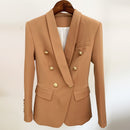 HIGH STREET 2022 El más nuevo diseñador Blazer Jacket Mujer Slim Fitting Double Breasted Metal Lion Botones Chal Collar Blazer