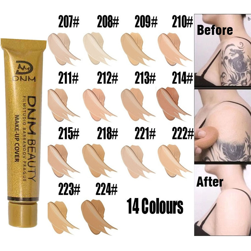 14 colores corrector líquido base crema cubierta tatuaje acné cicatrices corrector hidratante completamente camuflado Natural brillo maquillaje